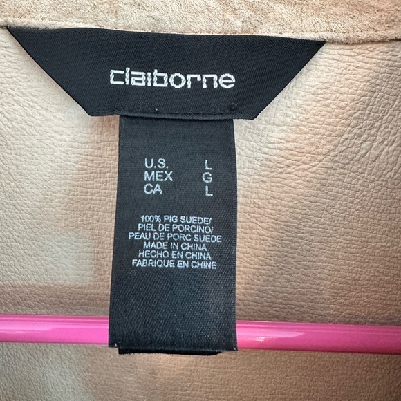 Claiborne Vintage Tan Suede Moleskin Jacket Size Large - Picture 3 of 10